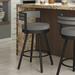 Brayden Studio® Traci Swivel Counter & Bar Stool Upholstered/Leather/Metal/Faux leather in Gray/Black | 34.63 H x 21.75 W x 19.63 D in | Wayfair