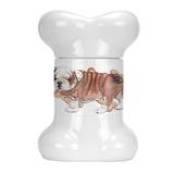 Tucker Murphy Pet™ English Bulldog Puppy Bone Shaped Pet Treat Jar Ceramic | 9 H x 6 W x 5 D in | Wayfair BC4CA49AFB1E4FAE8E8FA62683C0D228