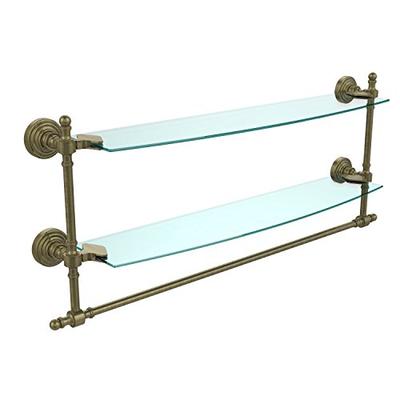 Allied Brass RW-34TB/24-ABR Retro Wave Collection 24 Inch Two Tiered Glass Shelf with Integrated Tow