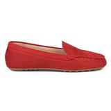 Brinley Co. Womens Comfort Sole Faux Nubuck Laser Cut Loafers Red, 6 Regular US screenshot. Shoes directory of Clothing & Accessories.