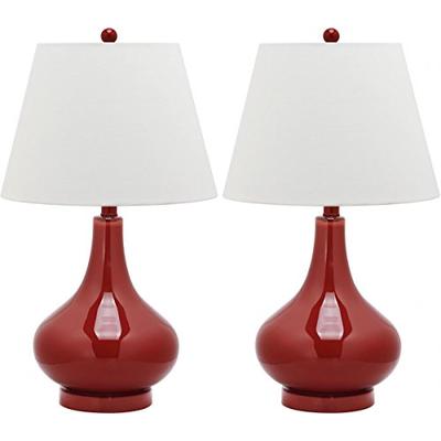 Safavieh Lighting Collection Amy Gourd Glass Table Lamp, Red, Set of 2