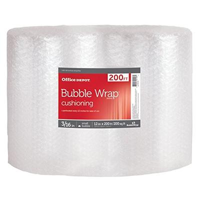 Office Depot Brand Bubble Roll, 3/16" Thick, Clear, 12" x 200'