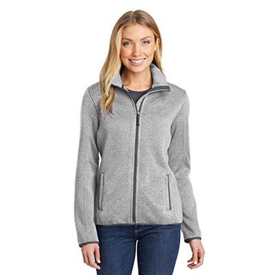 Port Authority Women's Sweater Fleece Jacket, Grey Heather, X-Large