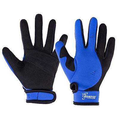 Seavenger Abyss Dive Gloves | 1.5mm Neoprene Mesh | Scuba Diving, Wakeboarding, Spearfishing (Blue,