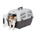 Skudo Plastic Travel Carrier for Dogs, 23.63" L X 15.75" W X 15.13" H, Small, Gray