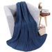 Gracie Oaks Davey Cable Knit Throw Polyester in Blue | 50 W in | Wayfair 1FDC9E89D46147918E02BC5820824794