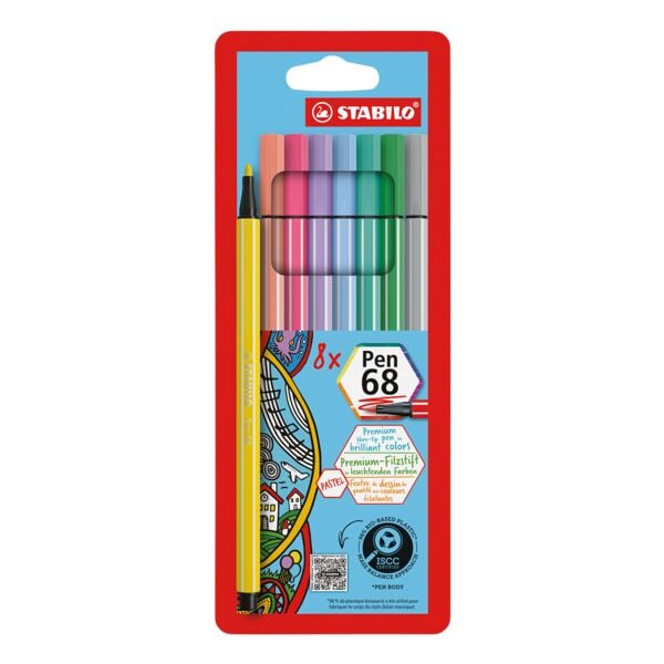 Stabilo 8er-Pack Fasermaler »Pen 68 Pastell« blau