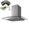 SIA 60cm Stainless Steel Curved Glass Cooker Hood Extractor Fan And 3m Ducting