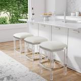 Willa Arlo™ Interiors Riverton Acrylic & Leather Counter 24" Bar Stool Leather/Genuine Leather in White | 24 H x 14 W x 14 D in | Wayfair