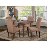 Winston Porter Christo 5 - Piece Butterfly Leaf Rubberwood Solid Wood Dining Set Wood/Upholstered in Brown | 30" H x 60" L x 32" W | Wayfair