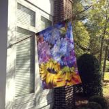 East Urban Home Hydrangeas & Sunflower 2-Sided Polyester 40 x 28 in. House Flag in Brown/Gray | 40 H x 28 W in | Wayfair