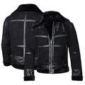 e Genius Men’s Aviator Sheepskin B16 Black Merino Fur Leather Jacket| Black Bomber Leather Jacket - Men's Leather Jacket-Faux Shearling Leather Jackets - Men's Jacket