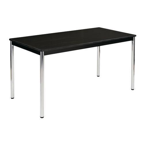 table de reunion 140x70 frene noir/pied s ronds chromes