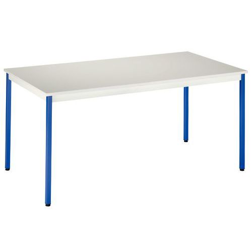Table De Réunion 180x80 Plateau Gris - Pieds Bleus - Manutan Expert