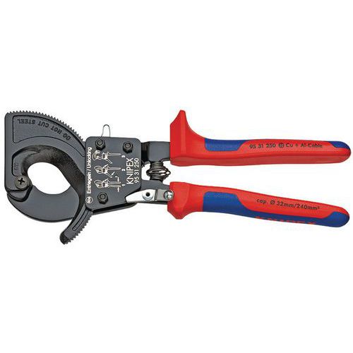 Coupe-câbles À Cliquet 250mm - Cu/al Ø32mm/240mm² - Gainage Bi-matière - Knipex