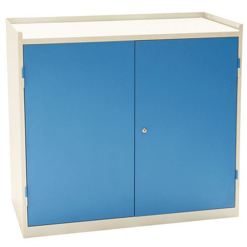 Armoire +rebords H91xp50xl100 Bleu 2tabl+2tir Sur Socle Gris - Manutan Expert