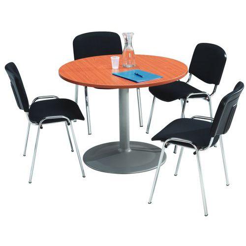 table pied central diam 100 + 4 chaises noir/chrome