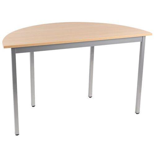 Table Demi Rond 120 Cm Plateau Chêne - Pieds Aluminium - Manutan Expert
