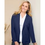 Draper's & Damon's Women's Look-Of-Linen Long Sleeve Blazer - Blue - M - Misses