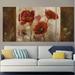 Fleur De Lis Living Poppy Morning - 3 Piece Graphic Art Print on Canvas Metal in Red | 32 H x 64 W x 1.5 D in | Wayfair