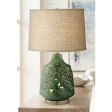 Pacific Coast Lighting 26 1/4" Green Leaves Ceramic Night Light Lamp