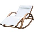Chaise longue fauteuil berçant à bascule transat bain de soleil rocking chair en bois charge 120 Kg