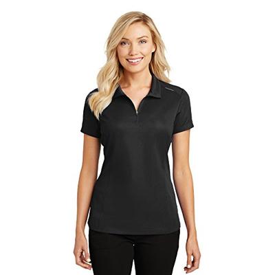 Port Authority Ladies Pinpoint Mesh Zip Polo. L580 Black S