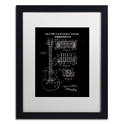1955 Mccarty Gibson Guitar Patent Black by Claire Doherty, White Matte, Black Frame 16x20-Inch