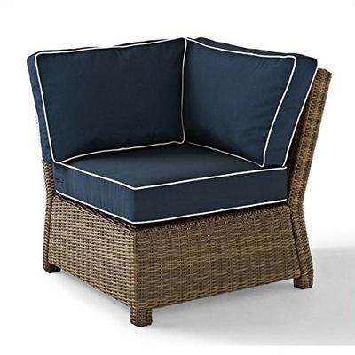 Crosley Furniture Bradenton Outdoor Wicker Sectional Corner Chair with Cushions - Navy
