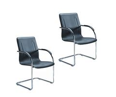 Boss Office Products B9530-2 Chrome Frame Black Vinyl Side Chair 2 Pack in Black