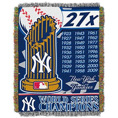 Officially Licensed MLB New York Yankees Commemorative Woven Tapestry Throw Blanket, 48" x 60"