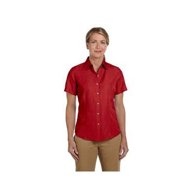 HA LADIES TEXTURED CAMP SHIRT (PARROT RED) (2XL)
