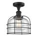 Innovations Lighting Bruno Marashlian Bell Cage 8 Inch 1 Light Semi Flush Mount - 517-1CH-BK-G72-CE-LED