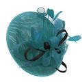 Caprilite Teal Turquoise and Black Sinamay Big Disc Saucer Fascinator Hat for Women Weddings Headband