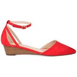 Brinley Co. Womens Pointed Toe Ankle Strap Sliver Wedge Red, 6.5 Regular US screenshot. Shoes directory of Clothing & Accessories.