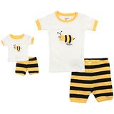 Leveret Shorts Matching Doll & Girl Bumble Bee 2 Piece Pajama Set 100% Cotton Size 10 Years screenshot. Sleepwear directory of Clothes.