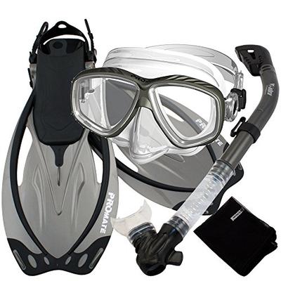 Promate Snorkel Gear Combo Set with Fins, Titanium, Small