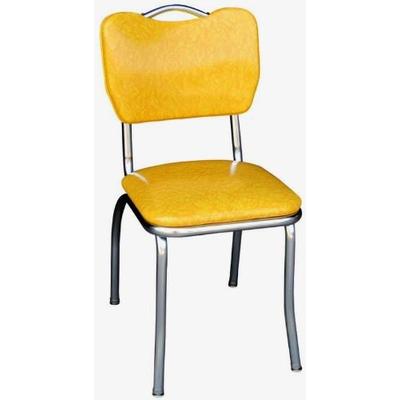 Richardson Seating Handle Back Chrome Diner Chair with 1" Pulled Seat, Cracked Ice Yellow, 18"