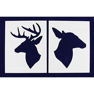 Buck and Doe Deer Head Stencils - 2 Piece Set - 8 x 10 Inches