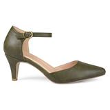 Brinley Co. Womens Faux Leather Comfort Sole D'Orsay Ankle Strap Almond Toe Heels Olive, 11 Regular screenshot. Shoes directory of Clothing & Accessories.
