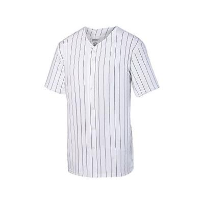 Augusta Sportswear Augusta Pinstripe Full Button Baseball Jersey, White/Black, XX-Large