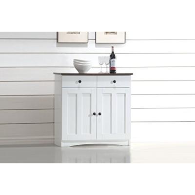 Baxton Studio Wholesale Interiors Lauren Two-Tone Buffet Kitchen Cabinet with Two Doors and Two Draw