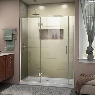 DreamLine Unidoor-X 59 1/2-60 in. W x 72 in. H Frameless Hinged Shower Door in Brushed Nickel, D3290