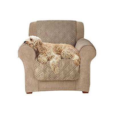 SureFit Microfiber Chair Pet Throw/Slipcover with Arms, Sable