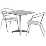 Flash Furniture 27.5'' Square Aluminum Indoor-Outdoor Table Set with 2 Slat Back Chairs screenshot. Patio Furniture directory of Outdoor Furniture.