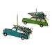 The Holiday Aisle® 2 Piece Vintage Car Holiday Shaped Ornament Set Plastic in Blue/Green, Size 6.5 H x 1.88 W x 0.07 D in | Wayfair