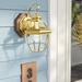 Lark Manor™ Alexavier 12.5" H Beveled Glass Outdoor Wall Lantern Brass/Glass/Metal in Yellow | 12.5 H x 7 W x 7 D in | Wayfair