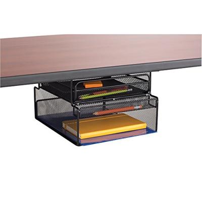 Safco Products 3244BL Onyx Mounted Under-Desk Hanging Storage, Convenient Organization, Ideal for Si