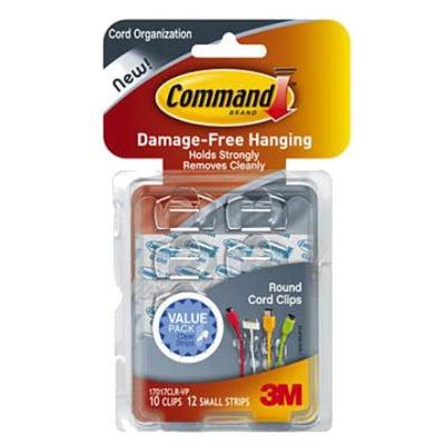3M 17017CLR-VP Command Clear Round Cord Clip - 10 Pack