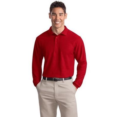 Port Authority Men's Long Sleeve Silk Touch Polo. XL Red